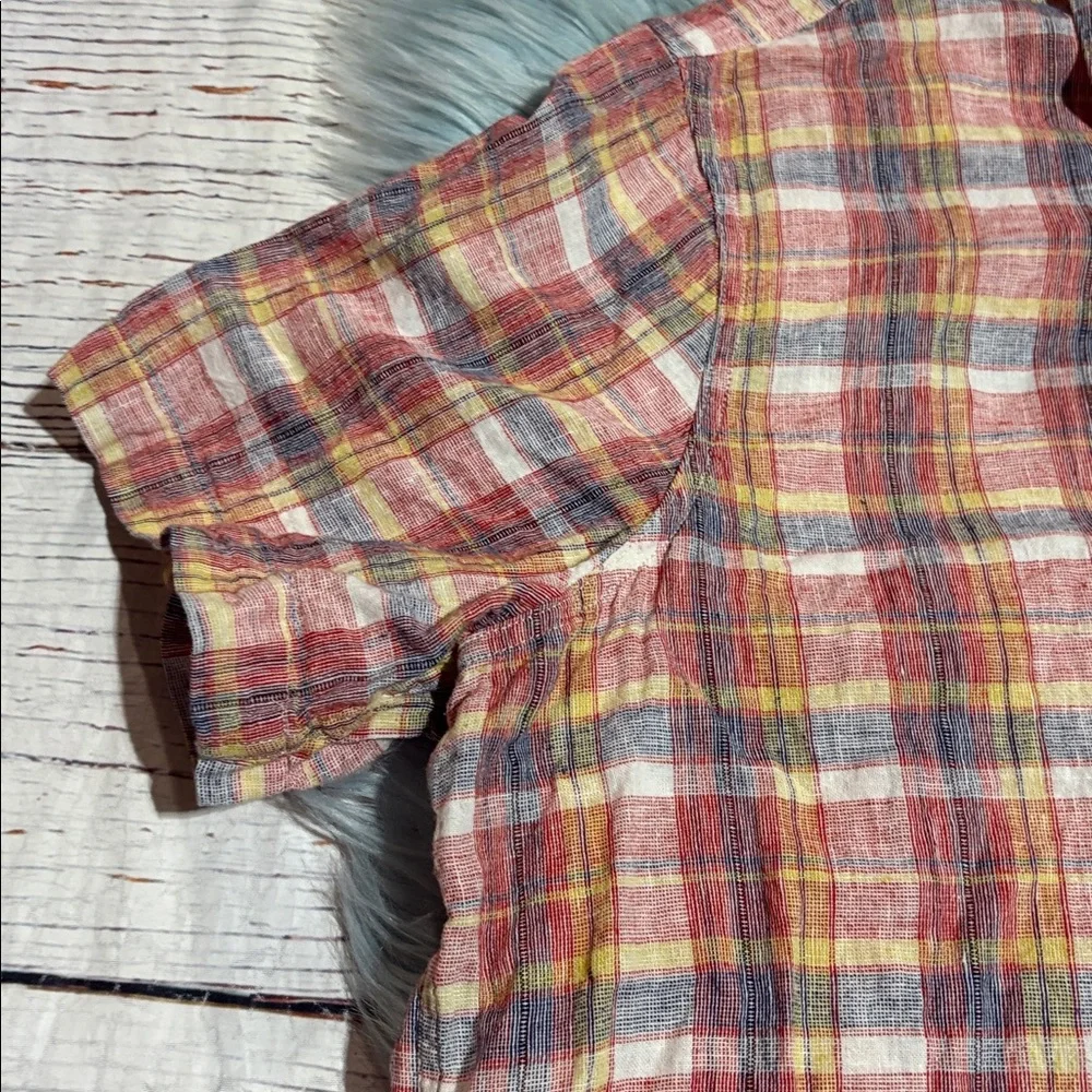 Levi's Standard Fit Red and Yellow Plaid Button Down Short Sleeve Shirt sz XL